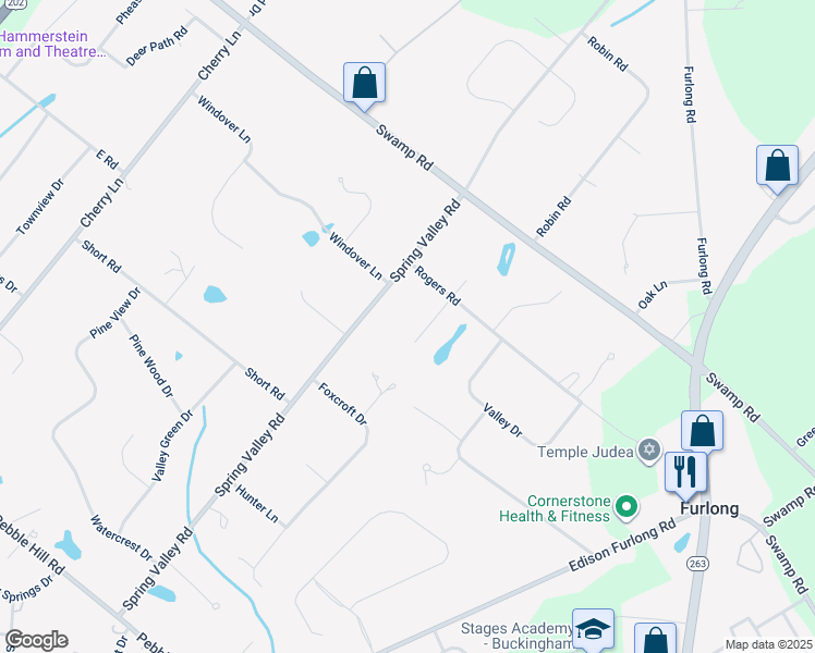 map of restaurants, bars, coffee shops, grocery stores, and more near 30 Brook Drive in Furlong