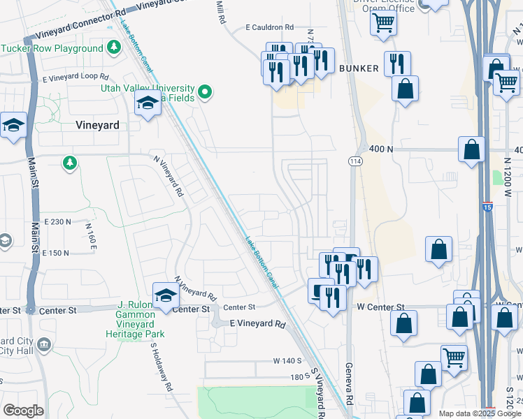 map of restaurants, bars, coffee shops, grocery stores, and more near 284 North 590 East in Orem