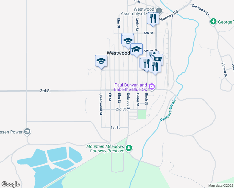 map of restaurants, bars, coffee shops, grocery stores, and more near 3rd Street in Westwood