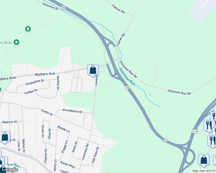 map of restaurants, bars, coffee shops, grocery stores, and more near 101-199 Foust Dr in Johnstown