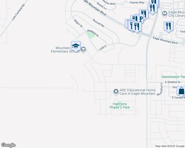 map of restaurants, bars, coffee shops, grocery stores, and more near 3746 North Browning Street in Eagle Mountain