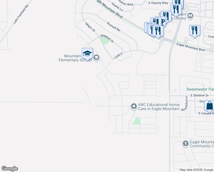 map of restaurants, bars, coffee shops, grocery stores, and more near 3746 North Browning Street in Eagle Mountain