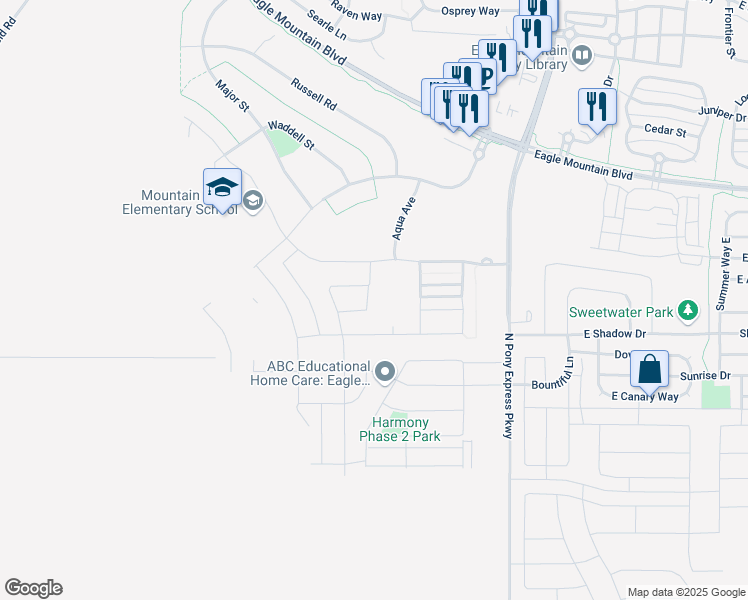 map of restaurants, bars, coffee shops, grocery stores, and more near 3754 Doris Loop Road in Eagle Mountain