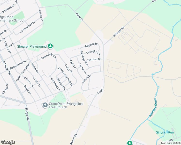 map of restaurants, bars, coffee shops, grocery stores, and more near 21 Auburn Drive in Annville