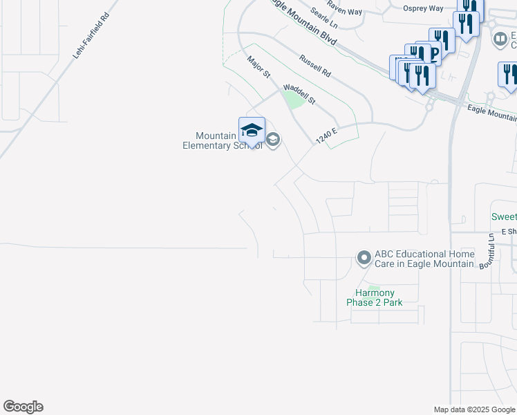 map of restaurants, bars, coffee shops, grocery stores, and more near 3748 North Janie Street in Eagle Mountain