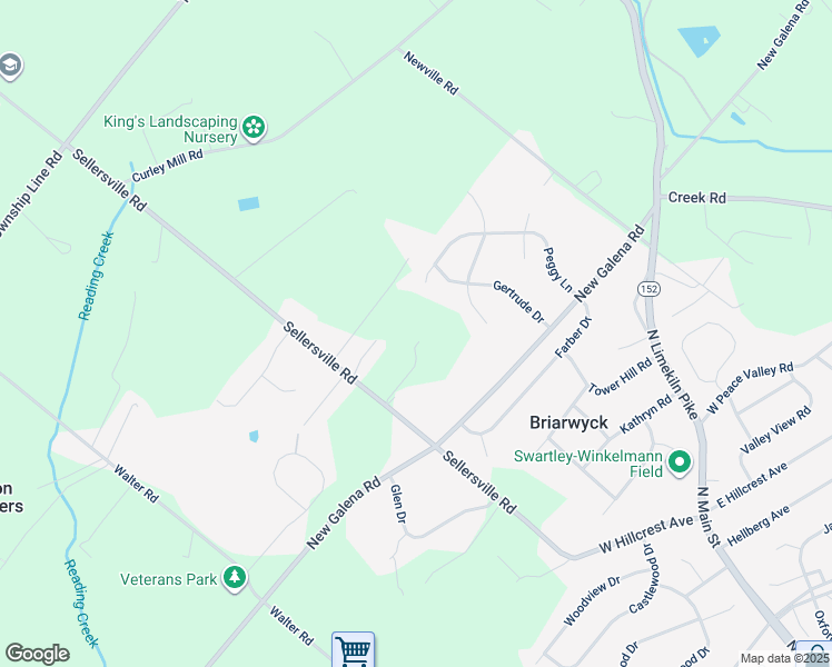 map of restaurants, bars, coffee shops, grocery stores, and more near 169 Sellersville Road in Chalfont
