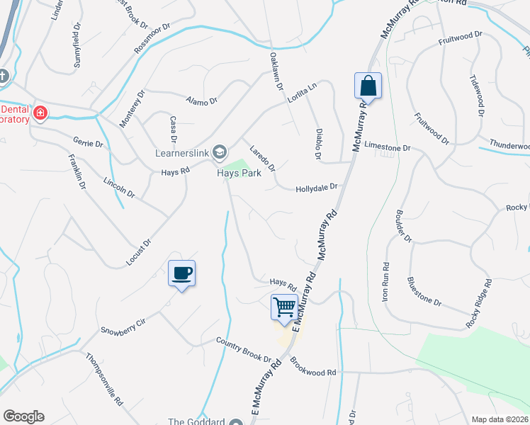 map of restaurants, bars, coffee shops, grocery stores, and more near 116 Fair Acres Drive in Pittsburgh