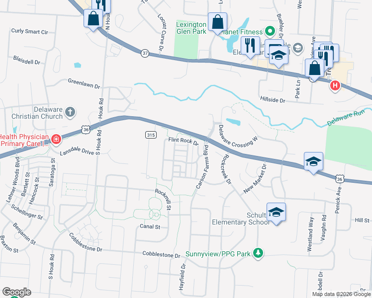 map of restaurants, bars, coffee shops, grocery stores, and more near 700 Swanson Street in Delaware