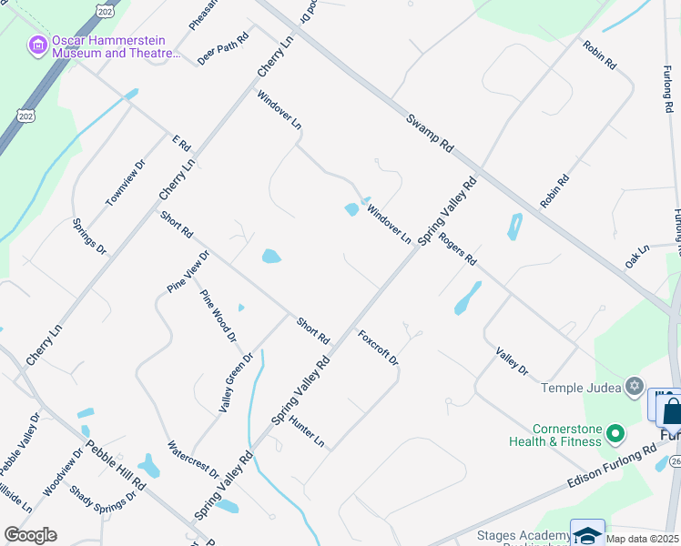 map of restaurants, bars, coffee shops, grocery stores, and more near 106 Spring Meadow Lane in Doylestown