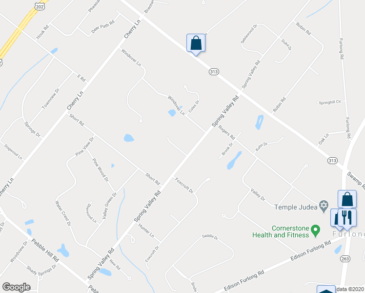 map of restaurants, bars, coffee shops, grocery stores, and more near 103 Spring Meadow Lane in Doylestown