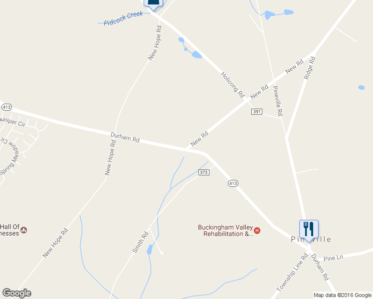 map of restaurants, bars, coffee shops, grocery stores, and more near 3139 New Road in New Hope