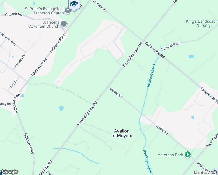 map of restaurants, bars, coffee shops, grocery stores, and more near 207 Township Line Road in Chalfont