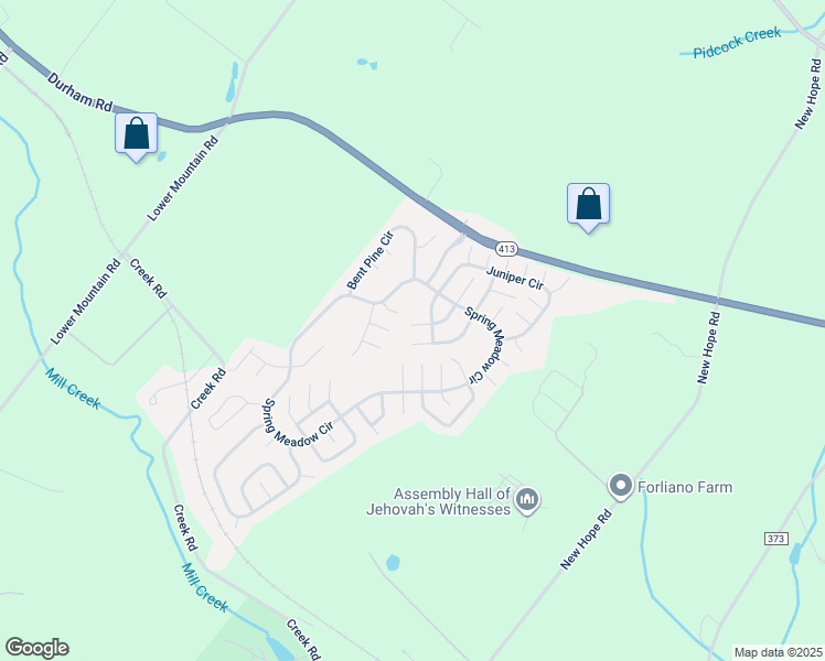 map of restaurants, bars, coffee shops, grocery stores, and more near 509 Acorn Court West in New Hope