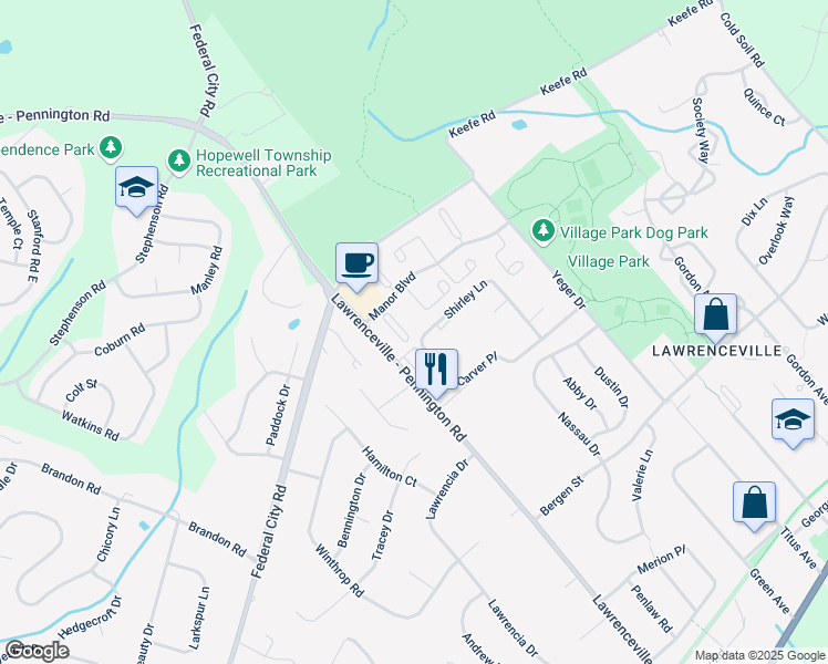 map of restaurants, bars, coffee shops, grocery stores, and more near 40 Adele Court in Trenton