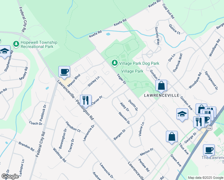 map of restaurants, bars, coffee shops, grocery stores, and more near D6 Carver Place in Trenton