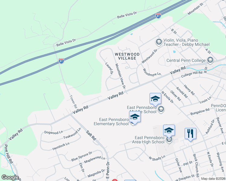 map of restaurants, bars, coffee shops, grocery stores, and more near 15 Pennsboro Drive in Summerdale