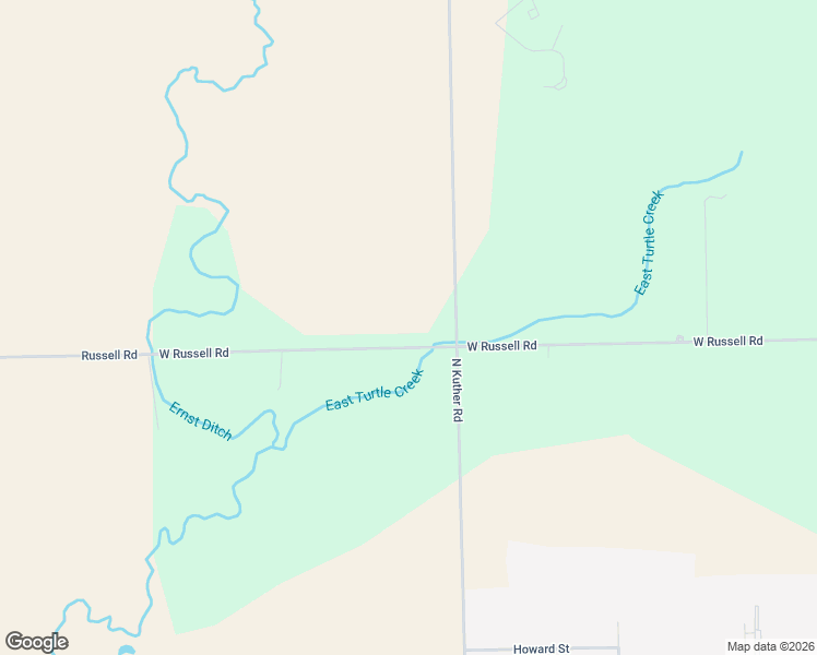 map of restaurants, bars, coffee shops, grocery stores, and more near 3236 West Russell Road in Sidney