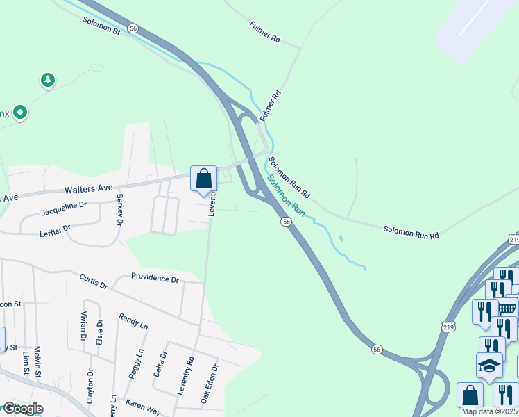 map of restaurants, bars, coffee shops, grocery stores, and more near 199 Foust Dr in Johnstown