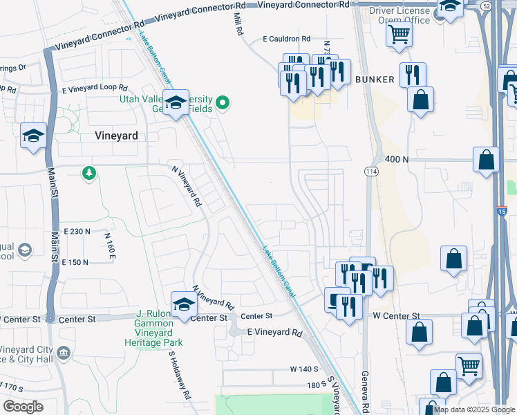 map of restaurants, bars, coffee shops, grocery stores, and more near 548 East 300 North Street in Orem