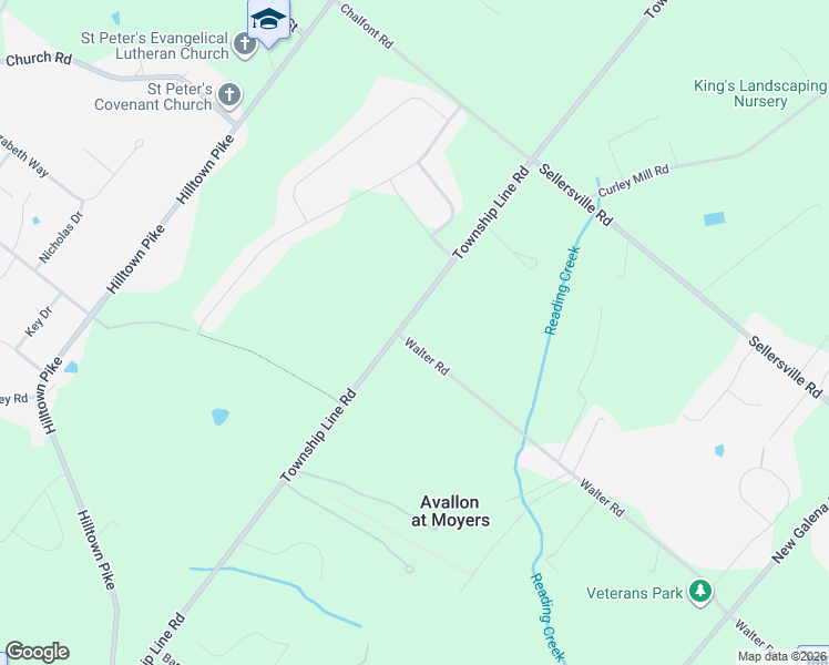 map of restaurants, bars, coffee shops, grocery stores, and more near 207 Township Line Road in Chalfont