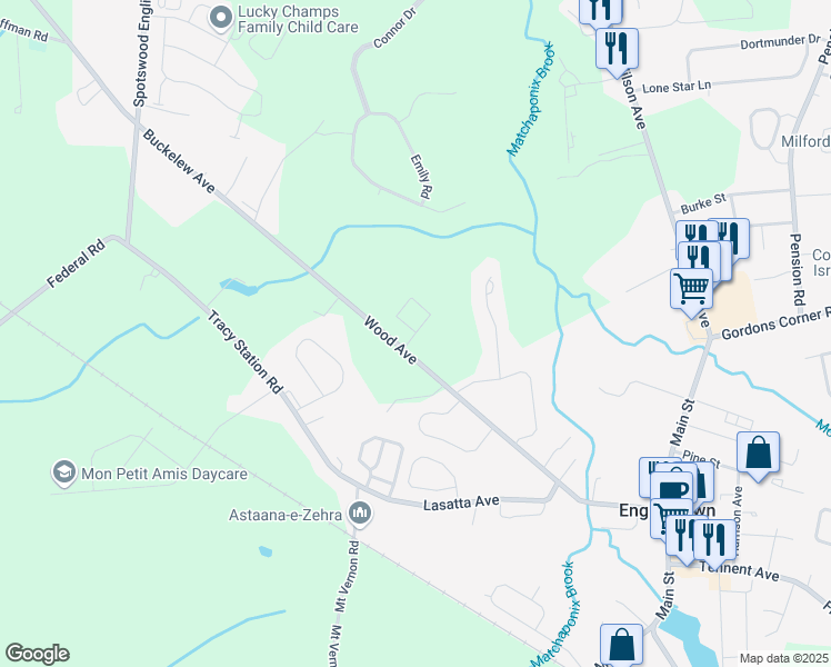 map of restaurants, bars, coffee shops, grocery stores, and more near 700 Justin Way in Manalapan Township