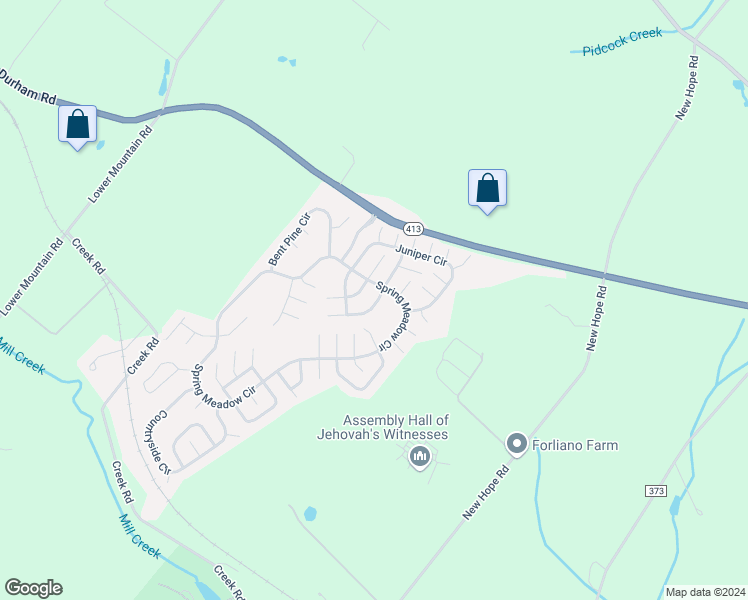map of restaurants, bars, coffee shops, grocery stores, and more near 495 Goldenrod Crossing West in New Hope
