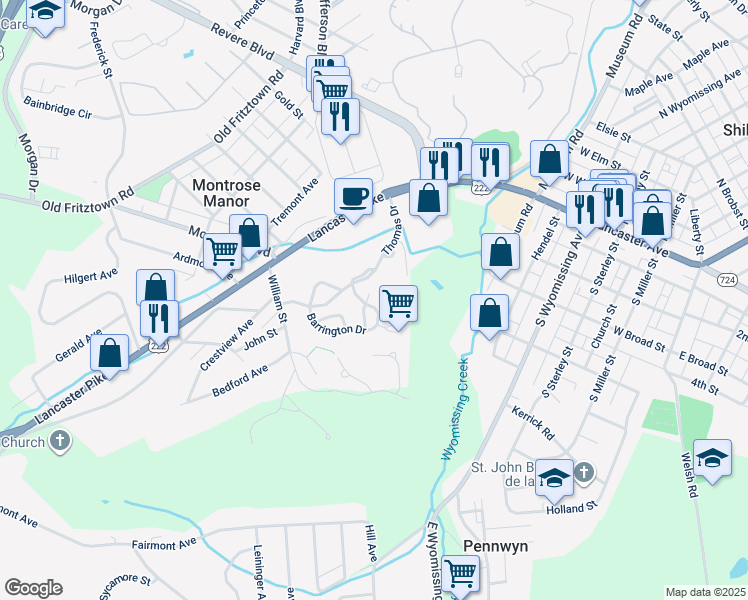 map of restaurants, bars, coffee shops, grocery stores, and more near 13 Chesterwood Cir in Reading