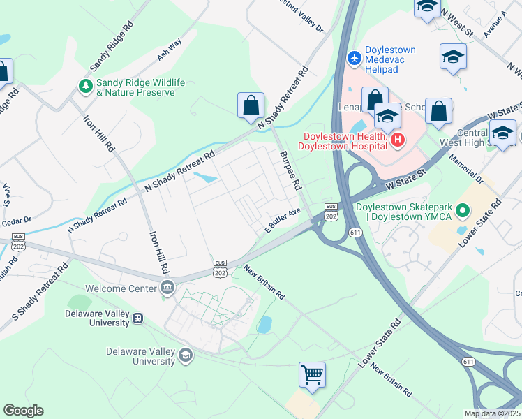 map of restaurants, bars, coffee shops, grocery stores, and more near 188 Conestoga Drive in Chalfont