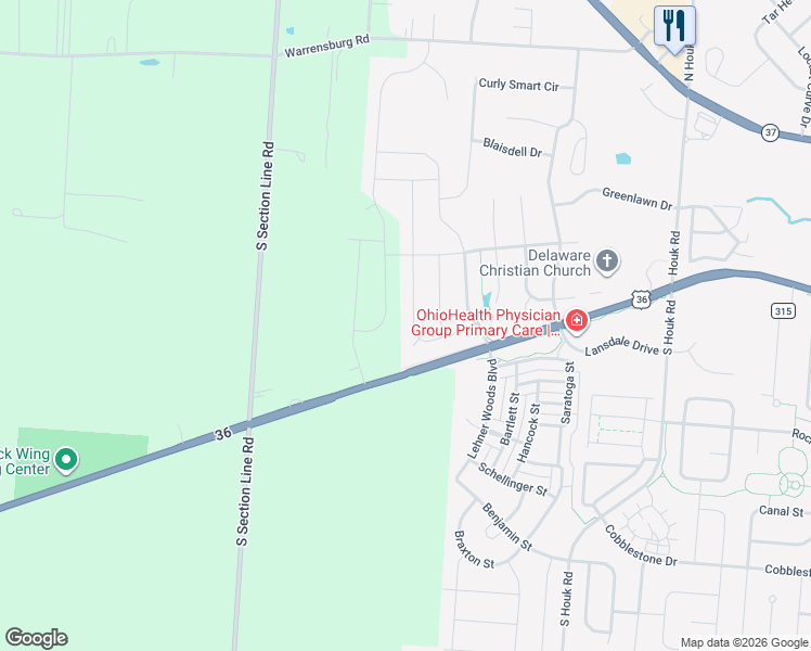 map of restaurants, bars, coffee shops, grocery stores, and more near 173 Bevan Way in Delaware