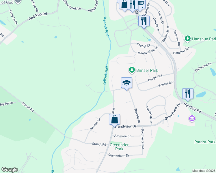 map of restaurants, bars, coffee shops, grocery stores, and more near 22 Margate Drive in Hummelstown