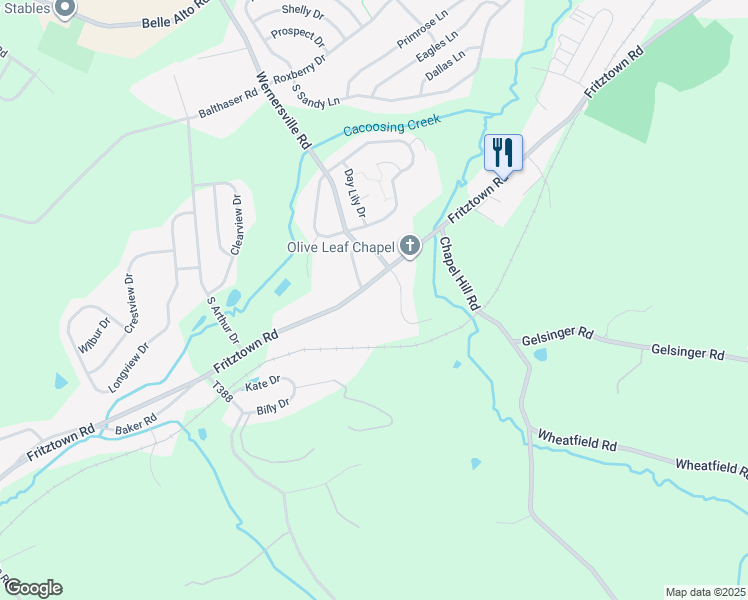 map of restaurants, bars, coffee shops, grocery stores, and more near 878 Fritztown Road in Sinking Spring