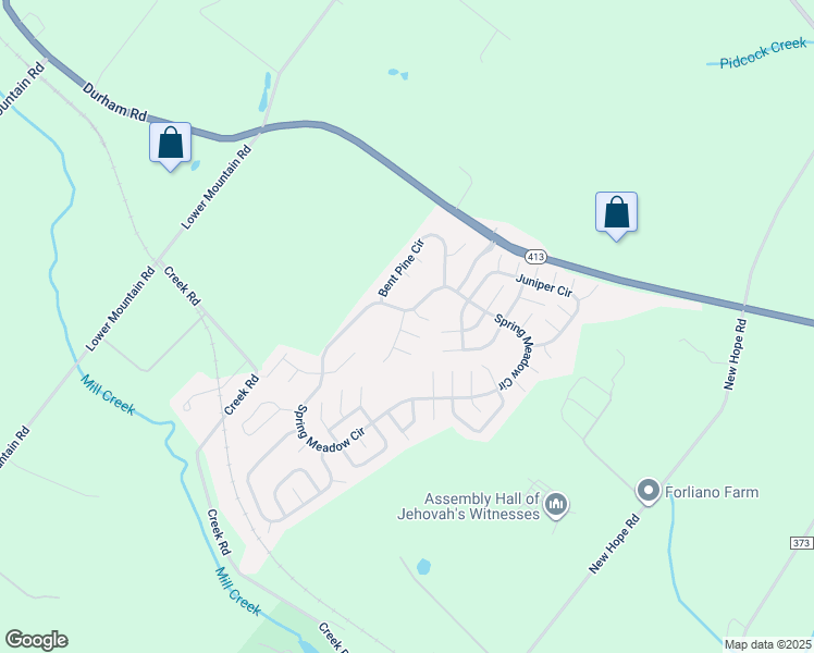 map of restaurants, bars, coffee shops, grocery stores, and more near 529 Honeysuckle Court in New Hope