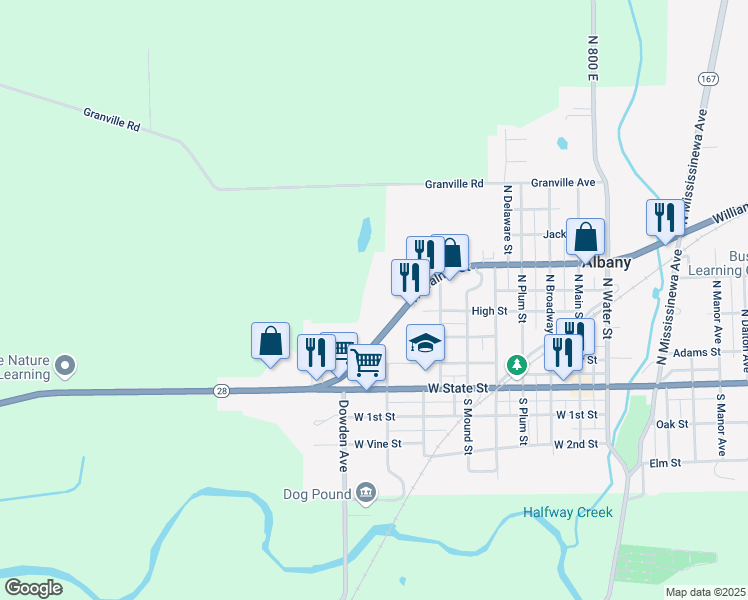 map of restaurants, bars, coffee shops, grocery stores, and more near 920 West Walnut Street in Albany