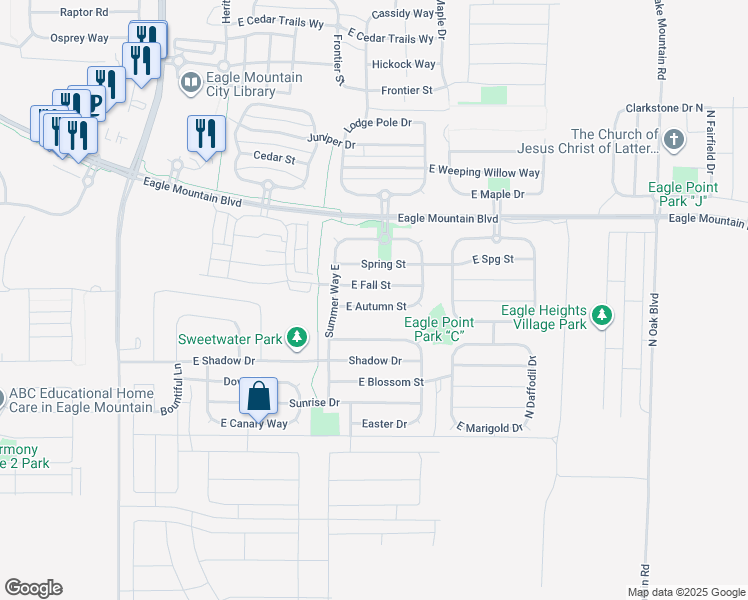 map of restaurants, bars, coffee shops, grocery stores, and more near 2065 East Autumn Street in Eagle Mountain
