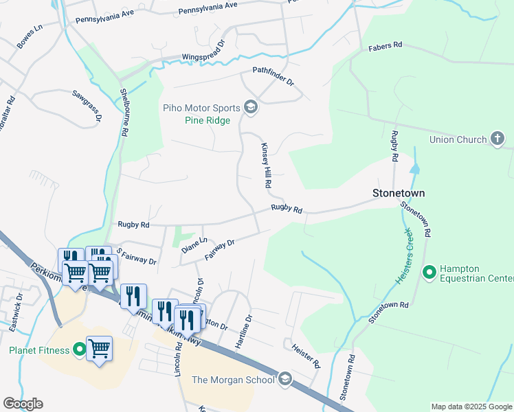 map of restaurants, bars, coffee shops, grocery stores, and more near 2 Valley Drive in Birdsboro