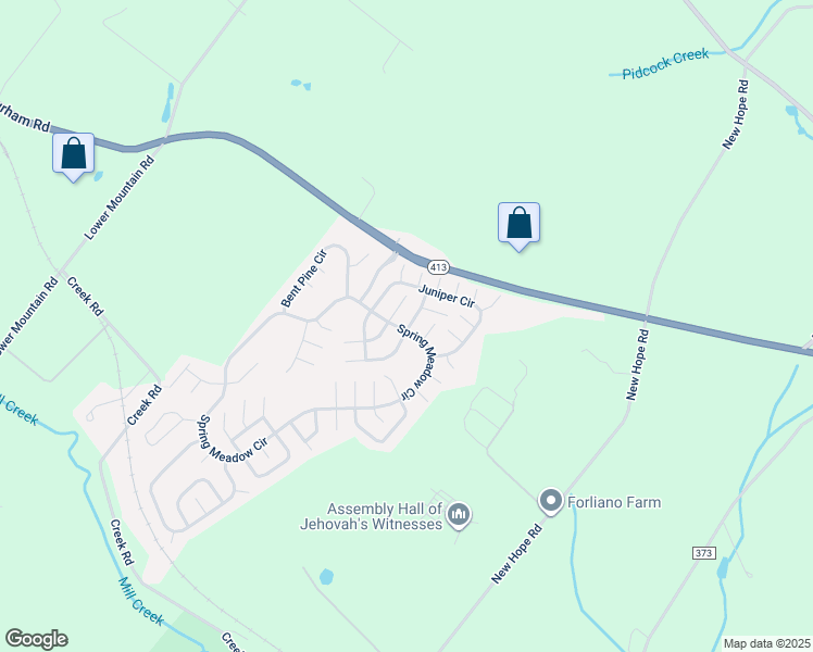 map of restaurants, bars, coffee shops, grocery stores, and more near 101 Goldenrod Crossing East in New Hope