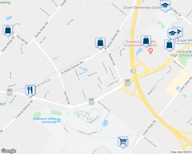 map of restaurants, bars, coffee shops, grocery stores, and more near 214 North Circle in New Britain