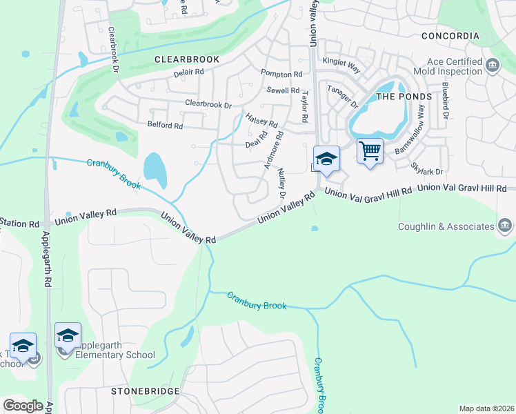 map of restaurants, bars, coffee shops, grocery stores, and more near 589 Madison Drive in Monroe Township
