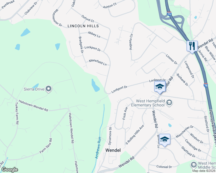 map of restaurants, bars, coffee shops, grocery stores, and more near 489 Lockport Drive in Irwin
