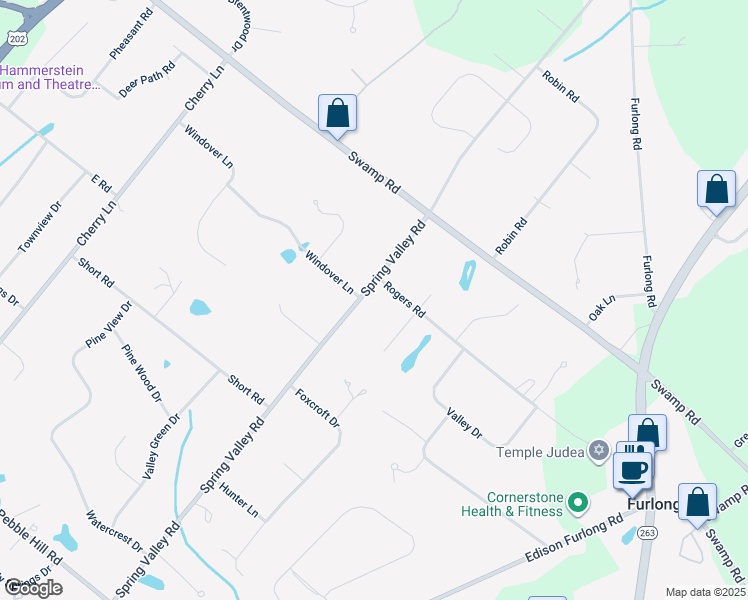 map of restaurants, bars, coffee shops, grocery stores, and more near 665 Spring Valley Road in Doylestown