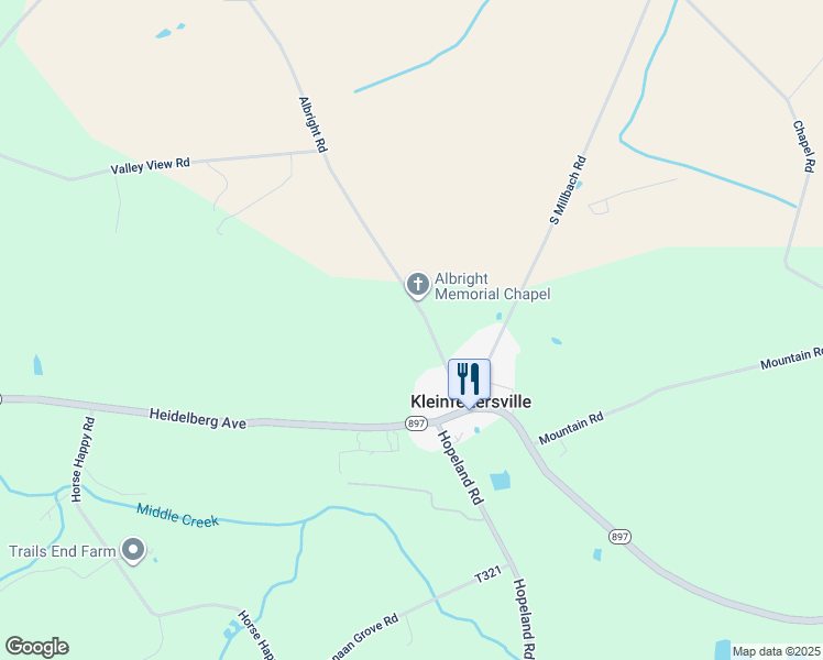 map of restaurants, bars, coffee shops, grocery stores, and more near 226 Albright Road in Newmanstown