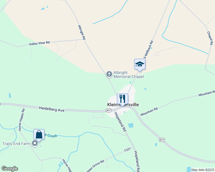 map of restaurants, bars, coffee shops, grocery stores, and more near 226 Albright Road in Newmanstown