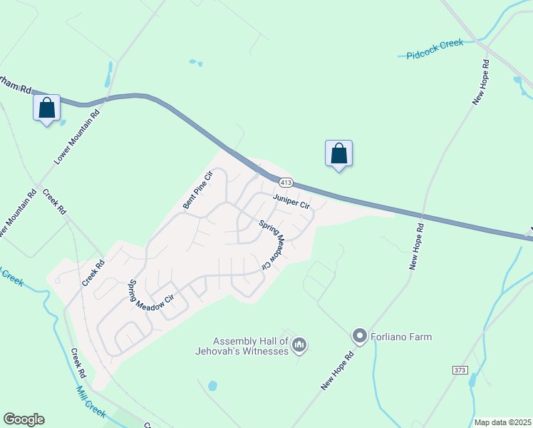 map of restaurants, bars, coffee shops, grocery stores, and more near 101 Goldenrod Crossing East in New Hope