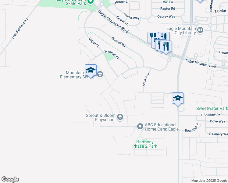 map of restaurants, bars, coffee shops, grocery stores, and more near 3854 Thomas St in Eagle Mountain