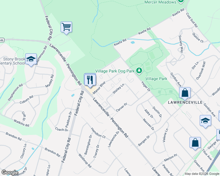 map of restaurants, bars, coffee shops, grocery stores, and more near 49 Clivden Court in Lawrence Township