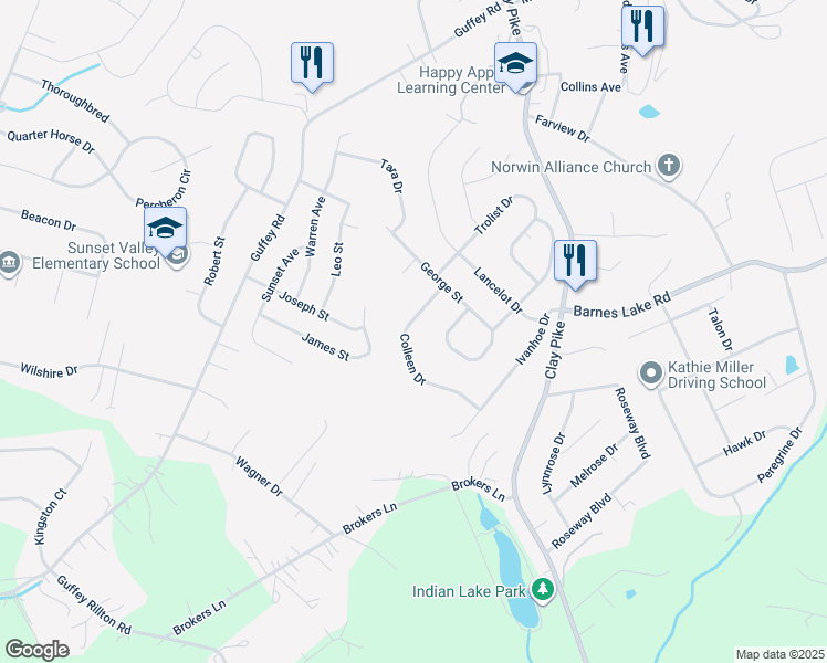 map of restaurants, bars, coffee shops, grocery stores, and more near 1843 Colleen Drive in Irwin