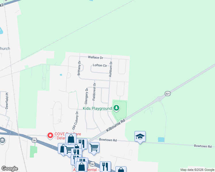 map of restaurants, bars, coffee shops, grocery stores, and more near 257 Bristol Drive in Delaware