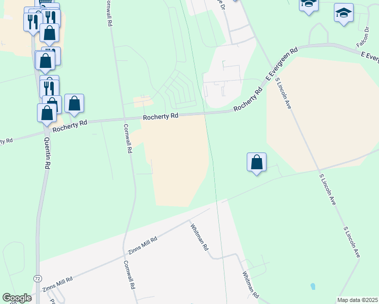 map of restaurants, bars, coffee shops, grocery stores, and more near 80 Rocherty Road in Lebanon