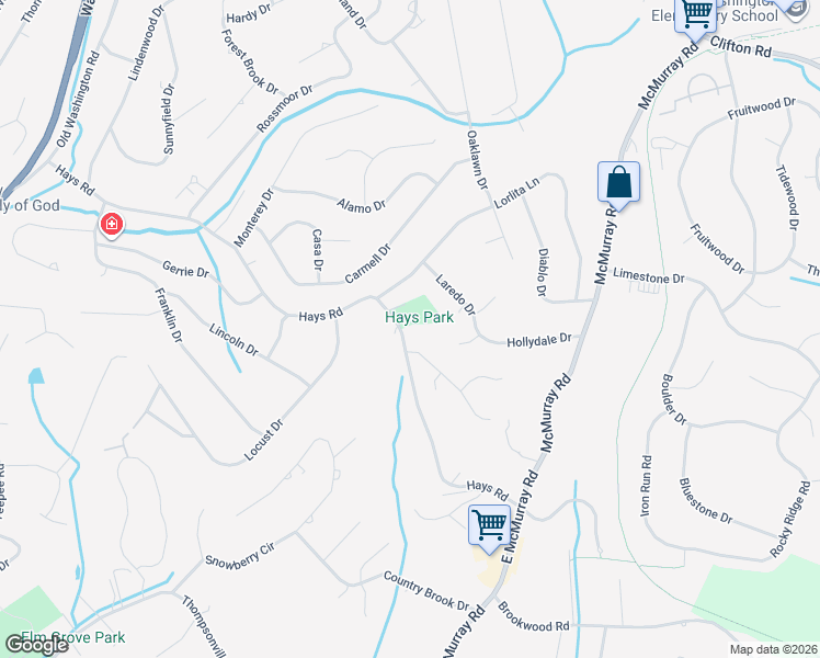 map of restaurants, bars, coffee shops, grocery stores, and more near 351 Hays Road in Pittsburgh