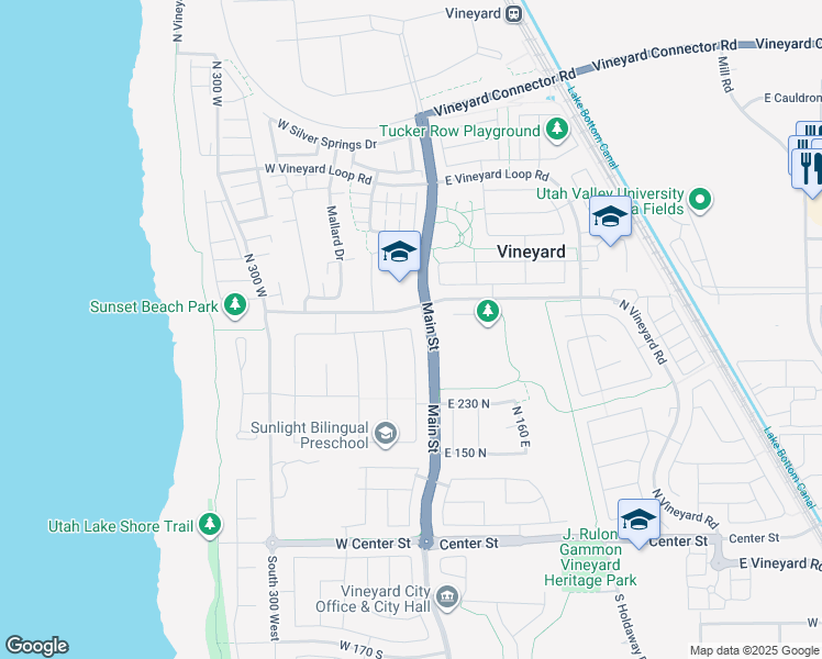 map of restaurants, bars, coffee shops, grocery stores, and more near North 20 West in Vineyard